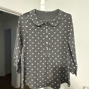 Gray Polka Dot Women's Top